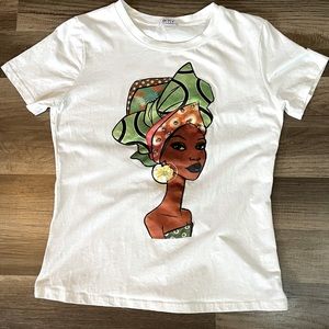 WHY Dress African Woman Embellished Top SZ LP